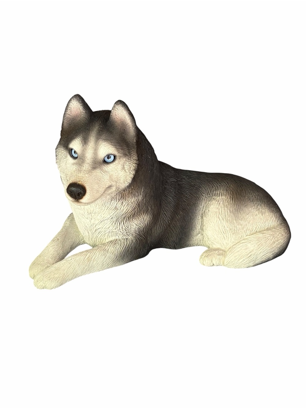 Vintage Sandicast Siberian Husky Figurine 1987 Sandra Brue Blue Eyes Dog Statue